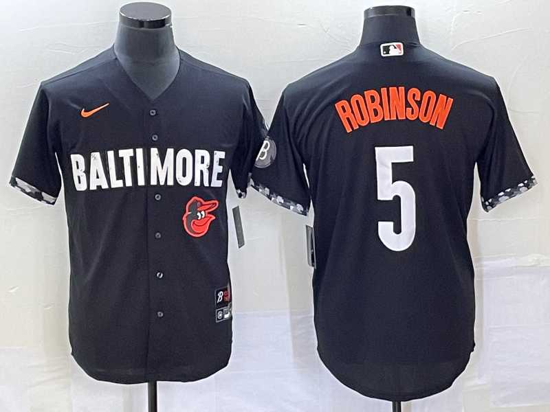 Mens Baltimore Orioles #5 Brooks Robinson Black 2023 City Connect Cool Base Stitched Jerseys